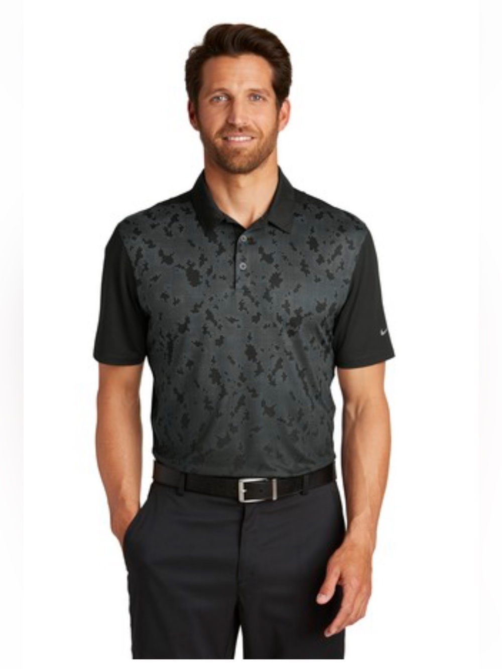Nike Golf Men's Black Camo Patterned Polo Shirt - Breathable Golf Style